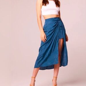 Band of the free Celene Deep Teal Floral Layered Midi Skirt